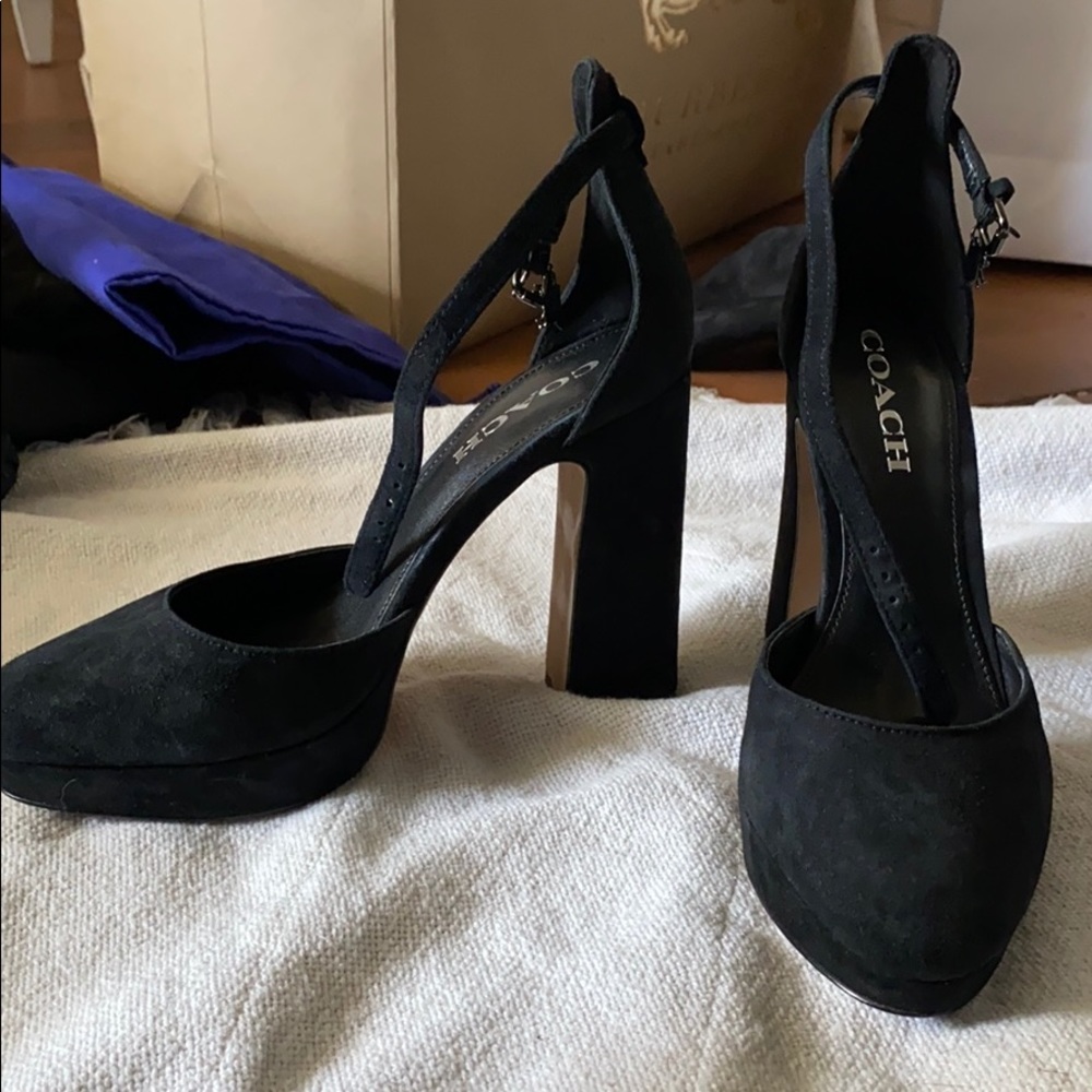 Coach Black Suede Platforms Size 8